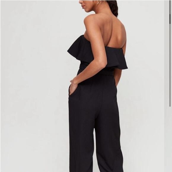 Artizia Babaton Black Flutter Strapless Ruffle Jumpsuit Size 0 - Picture 2 of 14